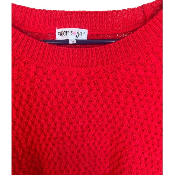 Pop Sugar Red Medium crewneck fuzzy sweater - Picture 3 of 3